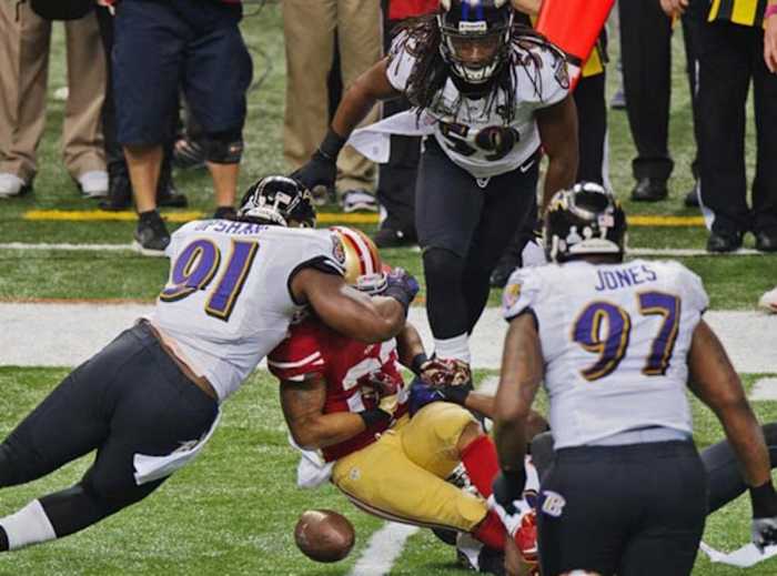Ravens linebacker Courtney Upshaw in Super Bowl XLVII